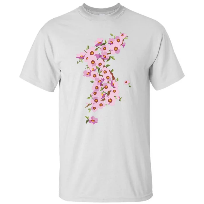 Korean American National Flower Rose Of Sharon Mugunghwa Map Tall T-Shirt