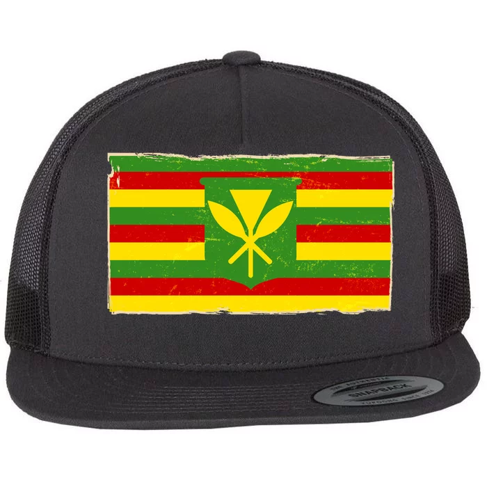 Kanaka Maoli Flag Flat Bill Trucker Hat