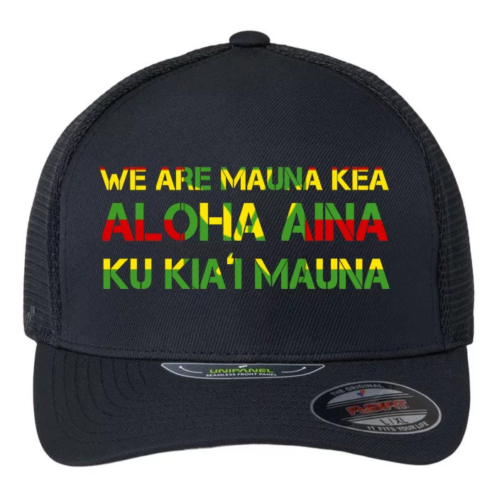 Kanaka Maoli Flag We Are Mauna Kea Flexfit Unipanel Trucker Cap