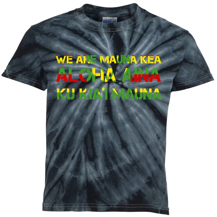 Kanaka Maoli Flag We Are Mauna Kea Kids Tie-Dye T-Shirt