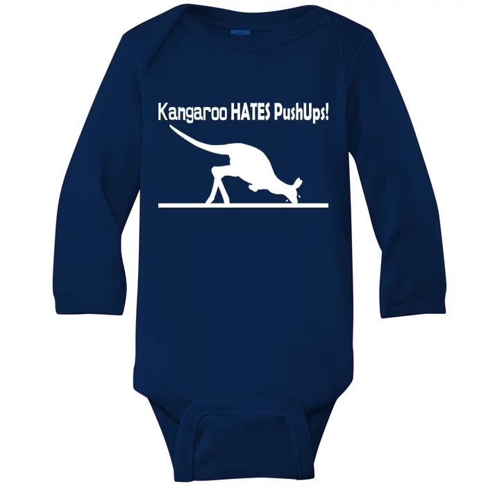 Kangaroo Hates Pushups Baby Long Sleeve Bodysuit