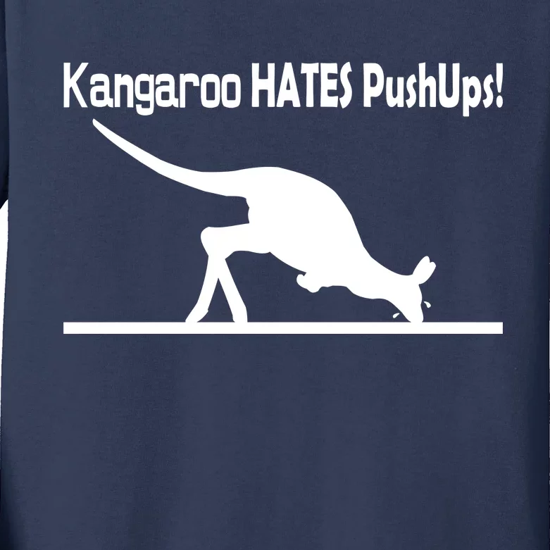 Kangaroo Hates Pushups Kids Long Sleeve Shirt