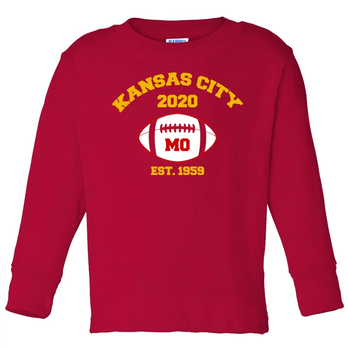 Kansas City 2020 Est 1959 KC Football Toddler Long Sleeve Shirt