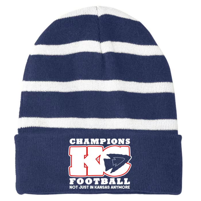 Kansas City Football Champions Striped Beanie with Solid Band