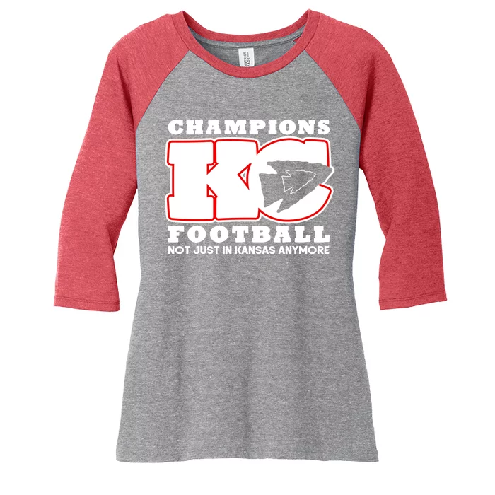 Kansas City Football Champions Women's Tri-Blend 3/4-Sleeve Raglan Shirt