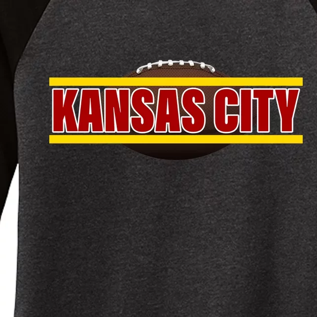 Kansas City Football Logo Women's Tri-Blend 3/4-Sleeve Raglan Shirt