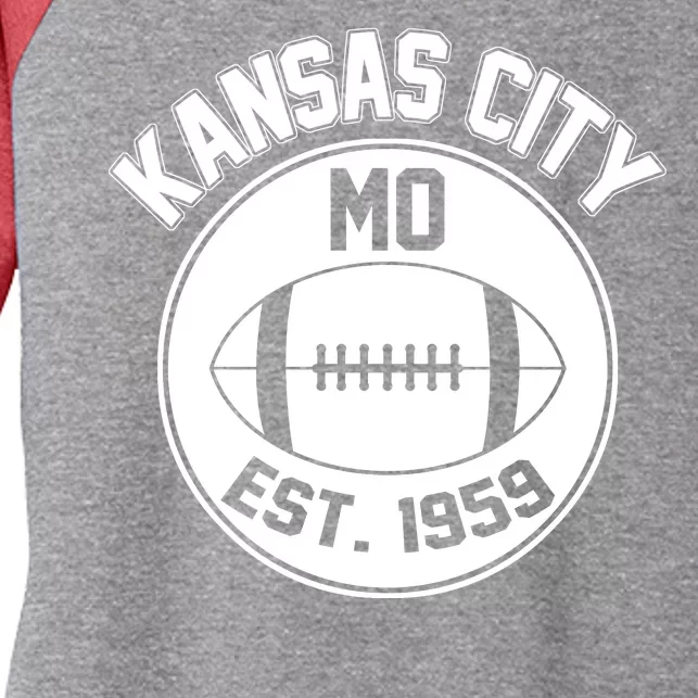 Kansas City Football MO Retro Chief Women's Tri-Blend 3/4-Sleeve Raglan Shirt