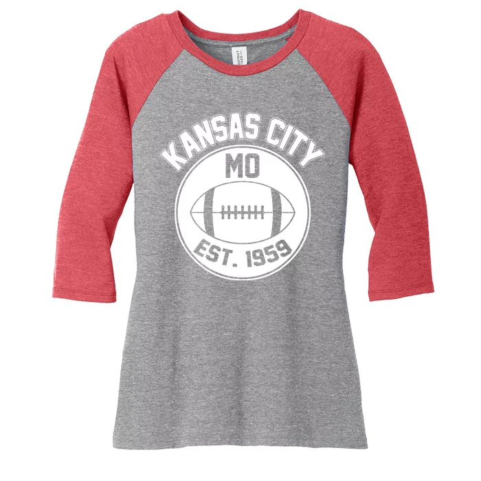 Kansas City Football MO Retro Chief Women's Tri-Blend 3/4-Sleeve Raglan Shirt