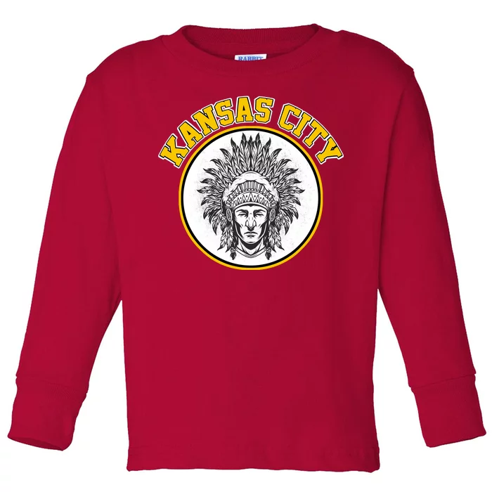 Kansas City Football Vintage Retro KC Logo Toddler Long Sleeve Shirt