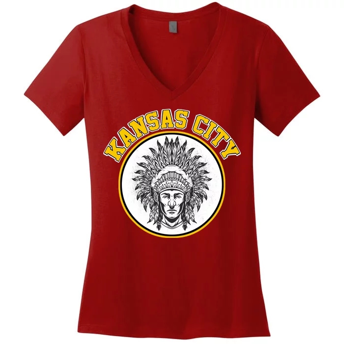 Kansas City Football Vintage Retro KC Logo Women's V-Neck T-Shirt