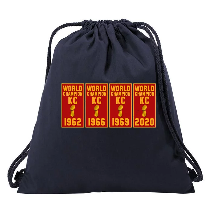 Kansas City Football World Champion Banners Drawstring Bag