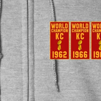 Kansas City Football World Champion Banners Full Zip Hoodie