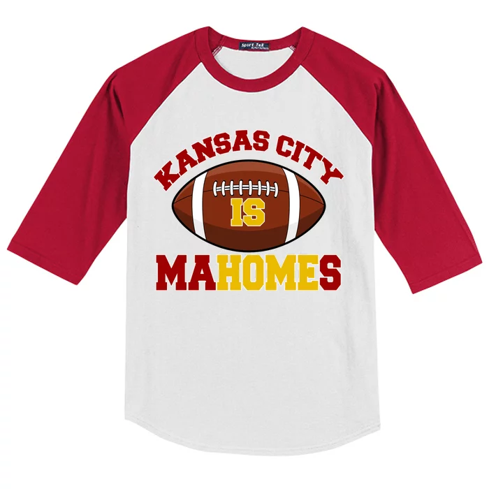 Kansas City Is Mahomes KC Football Fan Kids Colorblock Raglan Jersey