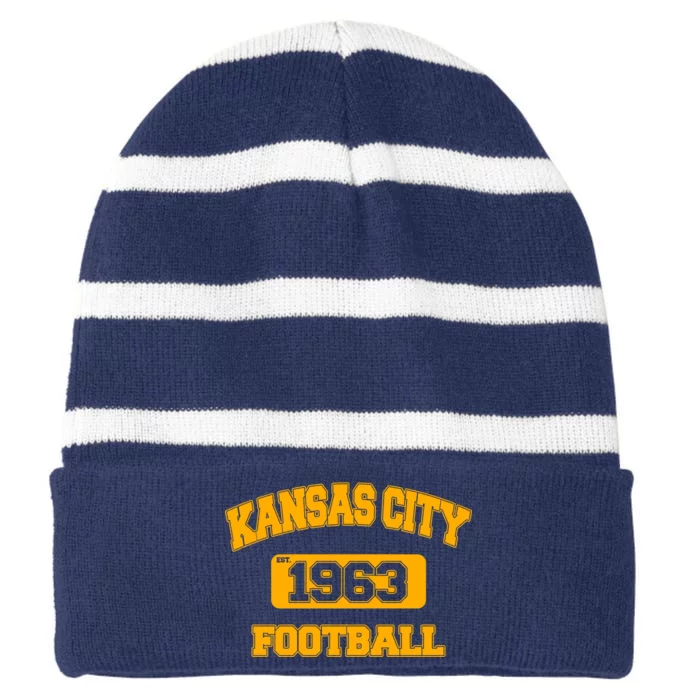 Kansas City KC Football Est 1960 Striped Beanie with Solid Band