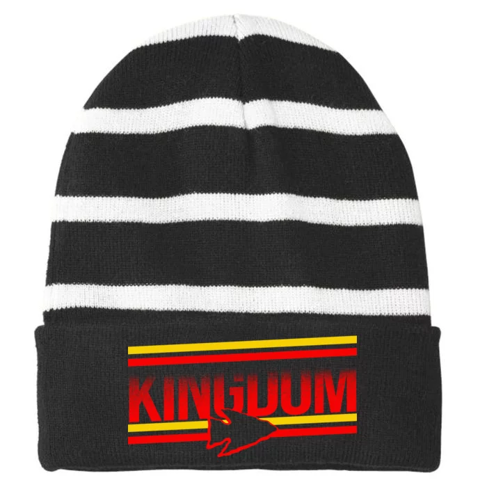 Kansas City KC Football Kingdom Arrowhead Striped Beanie with Solid Band