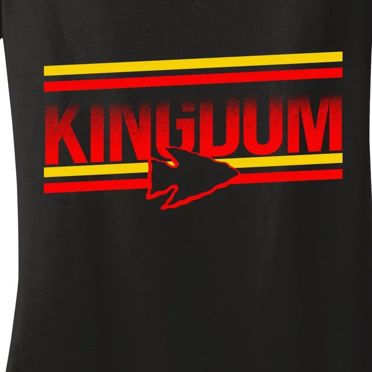 Kansas City KC Football Kingdom Arrowhead Women's V-Neck T-Shirt