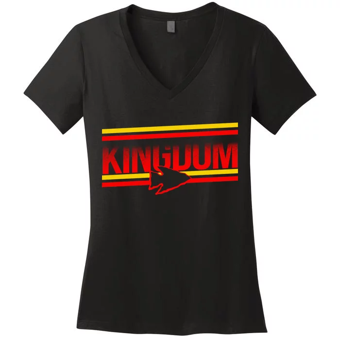 Kansas City KC Football Kingdom Arrowhead Women's V-Neck T-Shirt