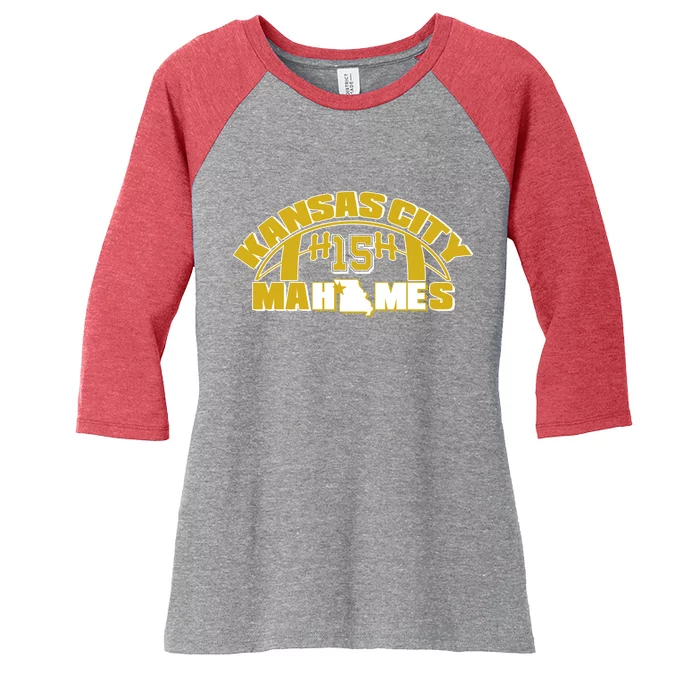 Kansas City Mahomes Football Fan Women's Tri-Blend 3/4-Sleeve Raglan Shirt