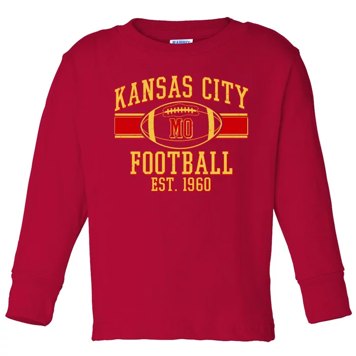 Kansas City MO Football Est 1960 Toddler Long Sleeve Shirt