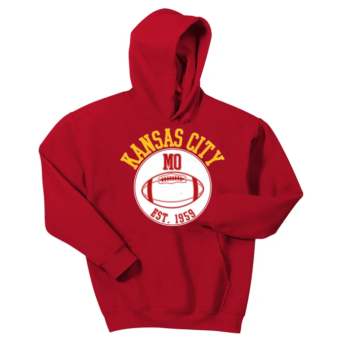 Kansas City MO KC Football EST 1959 Emblem Kids Hoodie