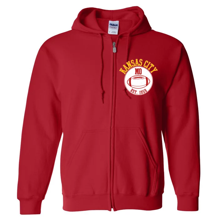 Kansas City MO KC Football EST 1959 Emblem Full Zip Hoodie