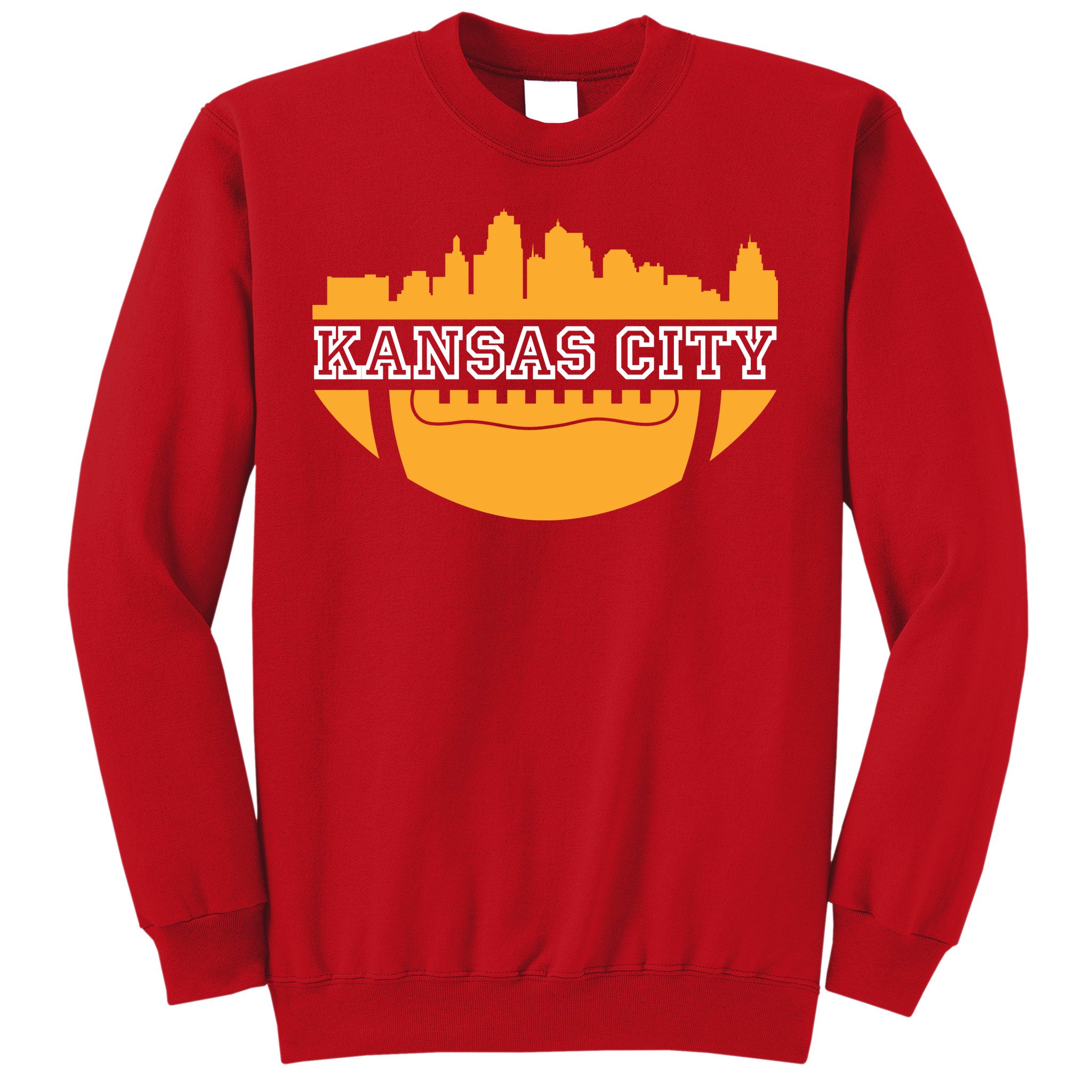 Kansas City Football Skyline Crew or Hoodie Sweatshirt - Kansas