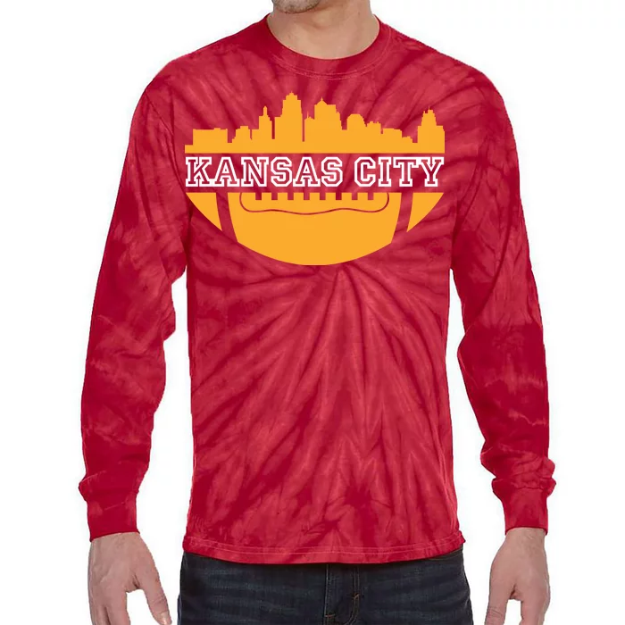 Kansas City Skyline Football Tie-Dye Long Sleeve Shirt