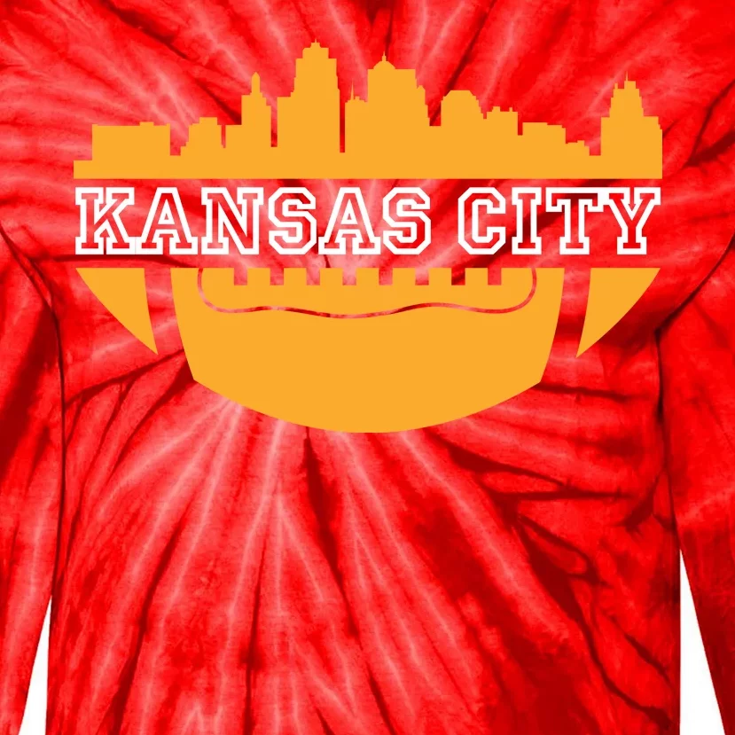 Kansas City Skyline Football Tie-Dye Long Sleeve Shirt