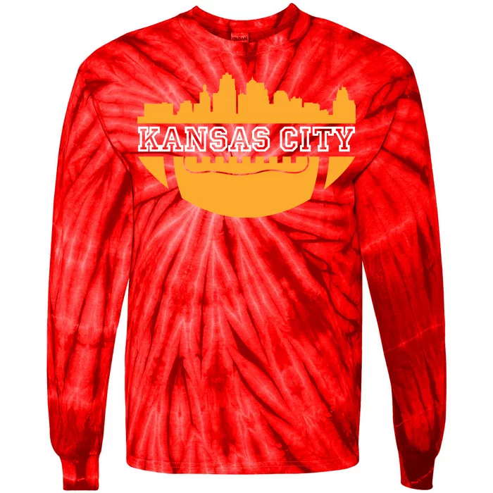 Kansas City Skyline Football Tie-Dye Long Sleeve Shirt