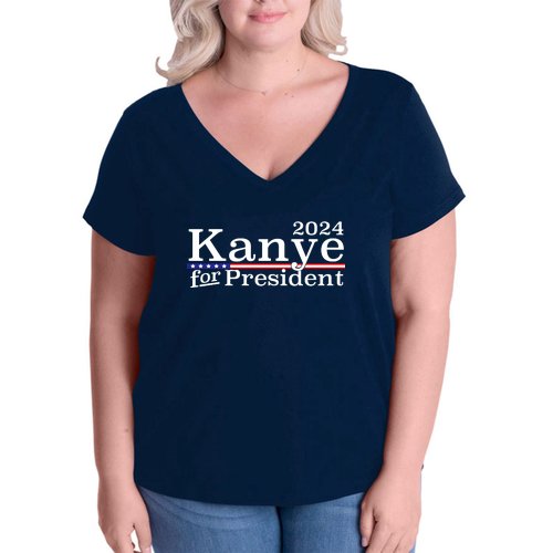 Kanye 2024 For President Women's V-Neck Plus Size T-Shirt
