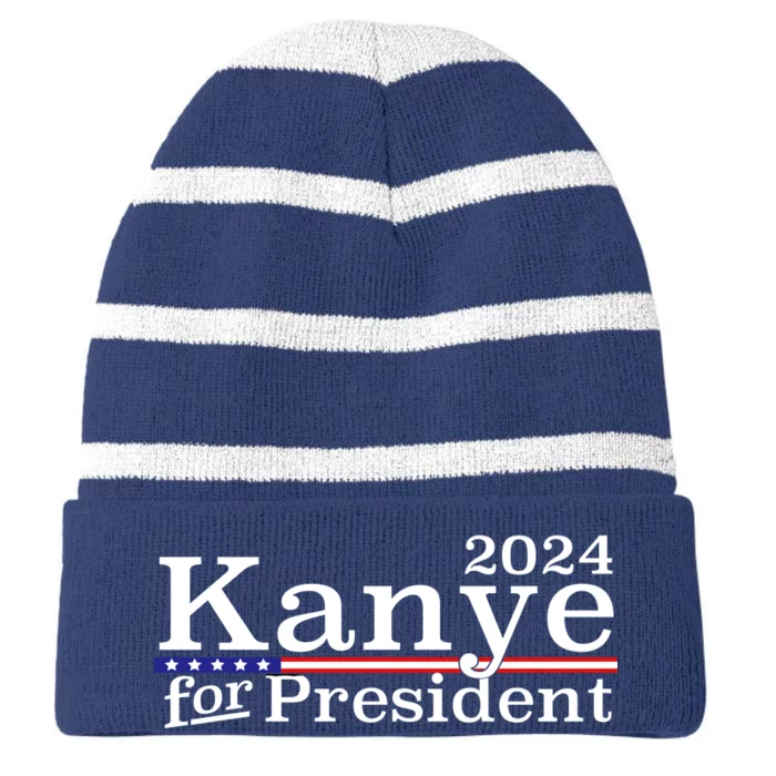 Kanye 2024 For President Striped Beanie with Solid Band