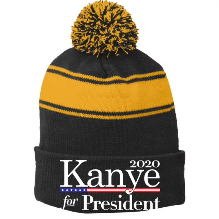 Kanye For President 2020 Stripe Pom Pom Beanie