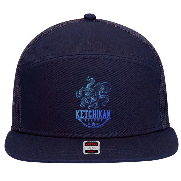 Ketchikan Alaska Octopus Vacation And Cruise Gift 7 Panel Mesh Trucker Snapback Hat