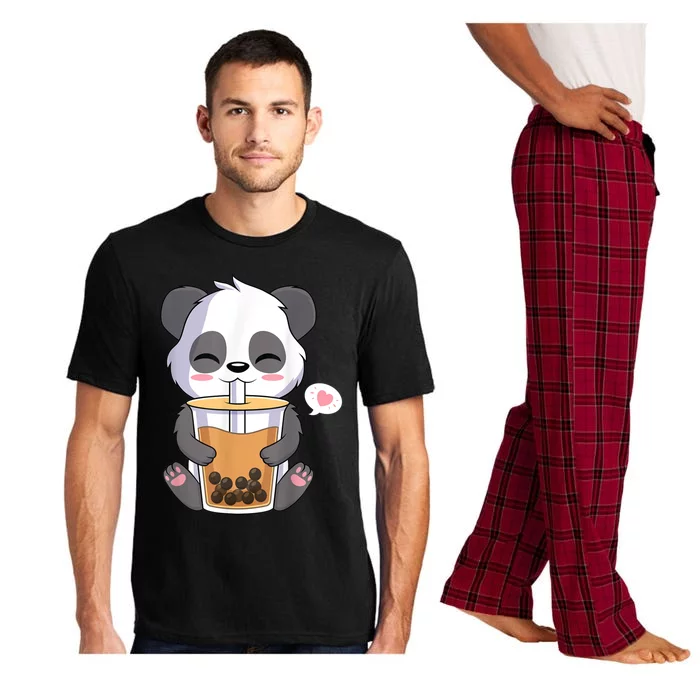 Kawaii Anime Panda Drinking Boba Bubble Tea Pajama Set