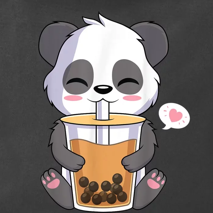 Kawaii Anime Panda Drinking Boba Bubble Tea Zip Tote Bag