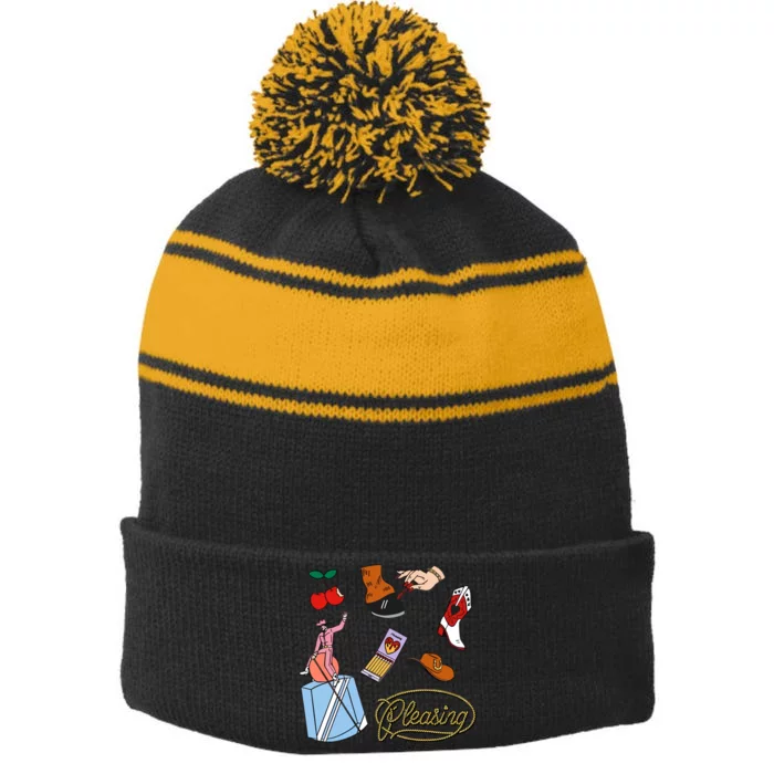 Keep Austin Pleasing Stripe Pom Pom Beanie