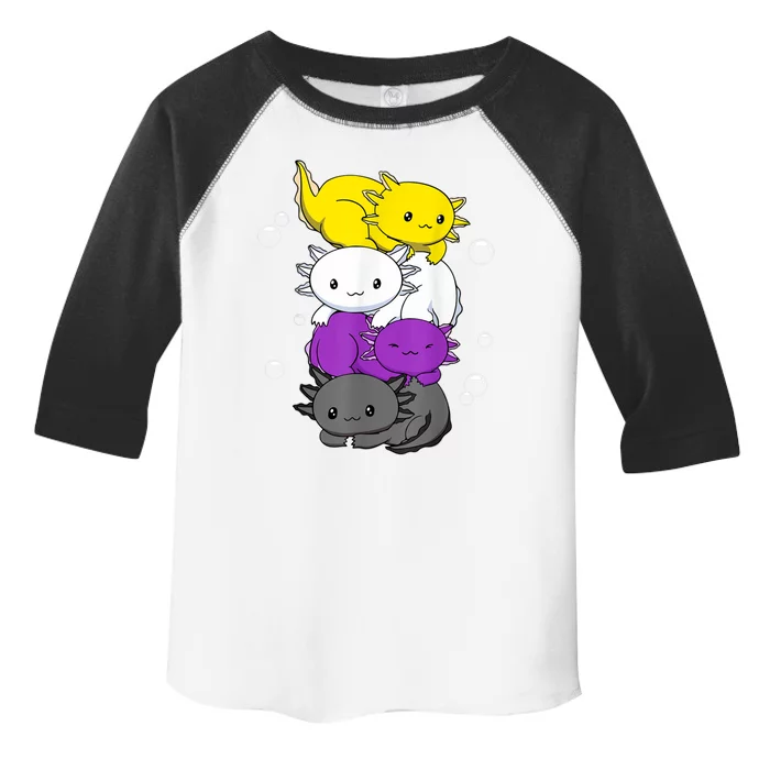 Kawaii Axolotl Pile Nonbinary Flag LGBTQ Toddler Fine Jersey T-Shirt