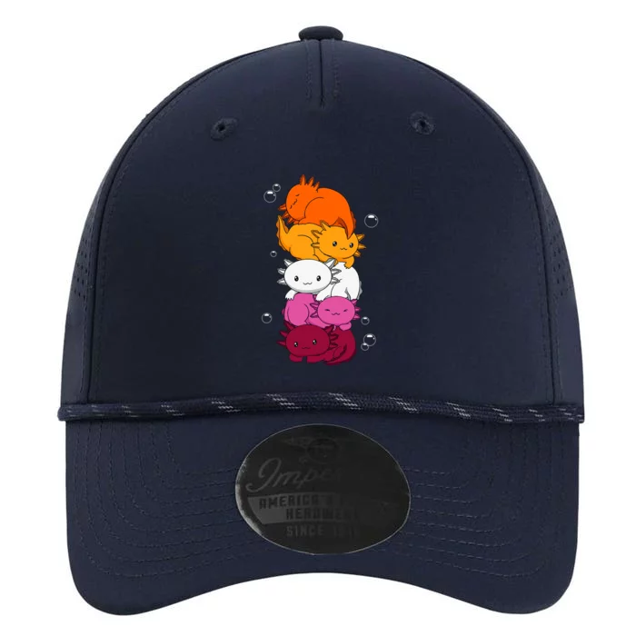 Kawaii Axolotl Pile Lesbian Pride Flag LGBTQ Performance The Dyno Cap