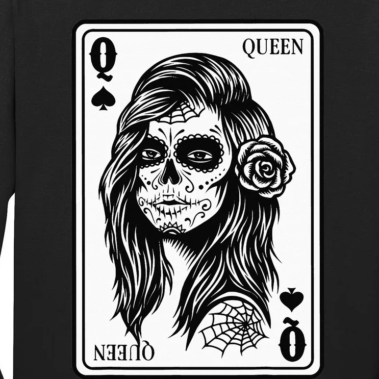 King And Queen Skull 12 Card Hearts Flush Couple Matching Tall Long Sleeve T-Shirt