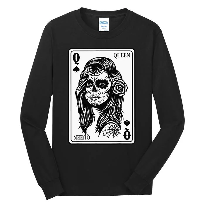 King And Queen Skull 12 Card Hearts Flush Couple Matching Tall Long Sleeve T-Shirt