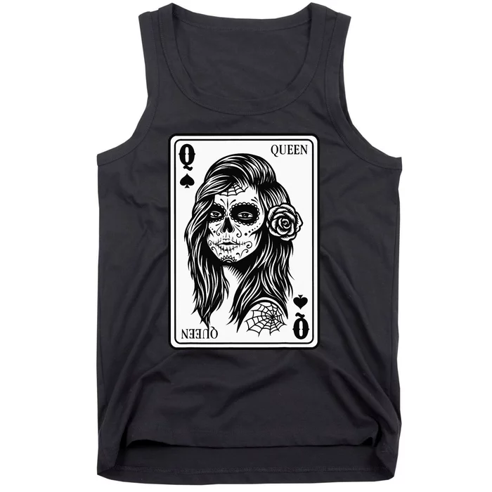 King And Queen Skull 12 Card Hearts Flush Couple Matching Tank Top