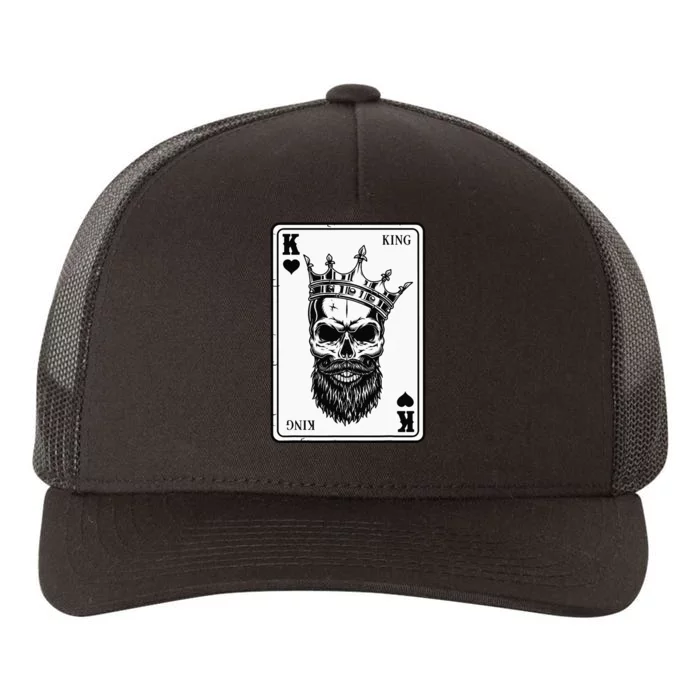 King And Queen Skull 22 Card Hearts Flush Couple Matching Yupoong Adult 5-Panel Trucker Hat