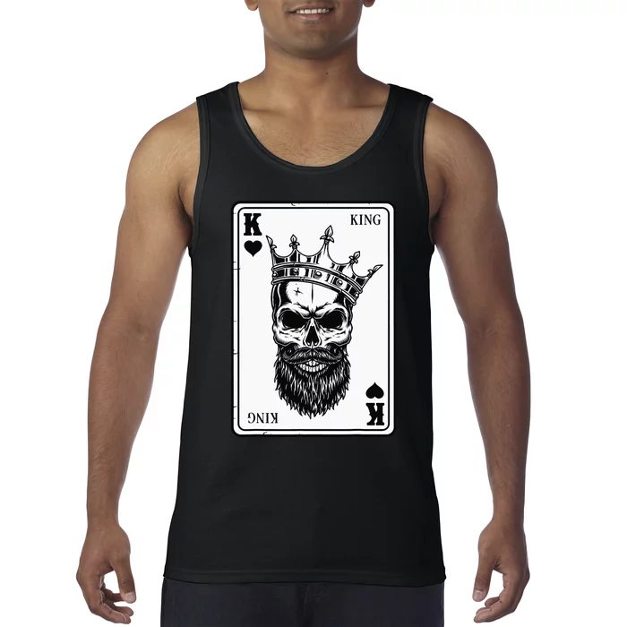 King And Queen Skull 22 Card Hearts Flush Couple Matching Tank Top