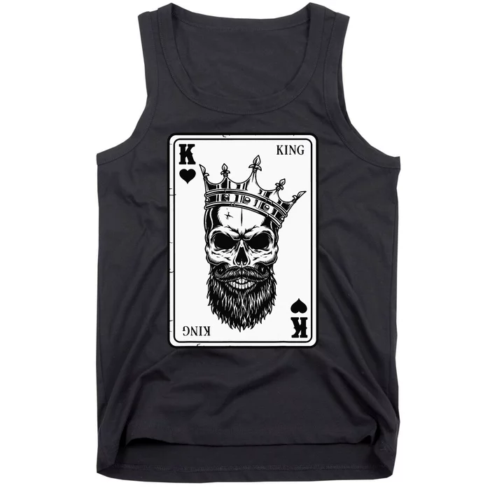 King And Queen Skull 22 Card Hearts Flush Couple Matching Tank Top