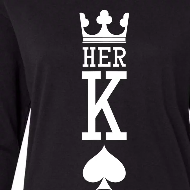 King And Queen Card 1 Of 2 Card Hearts Couple Matching Womens Cotton Relaxed Long Sleeve T-Shirt