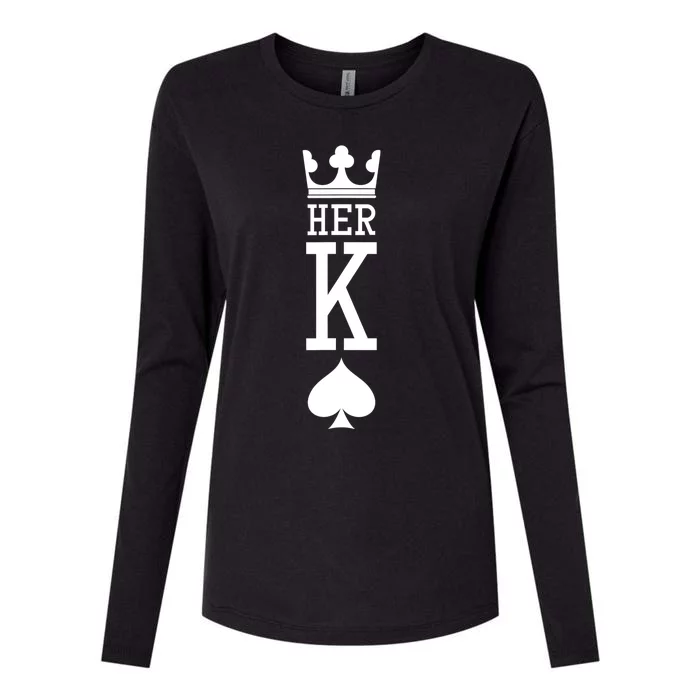 King And Queen Card 1 Of 2 Card Hearts Couple Matching Womens Cotton Relaxed Long Sleeve T-Shirt