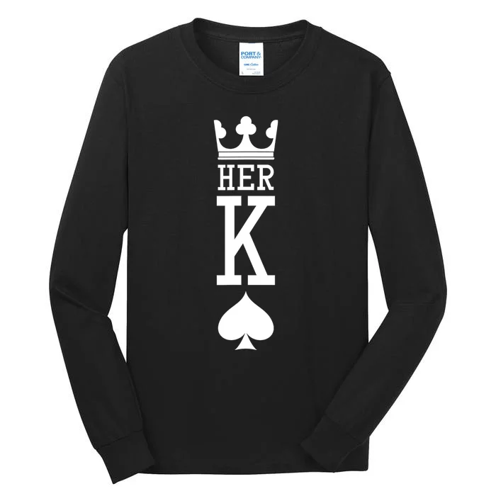 King And Queen Card 1 Of 2 Card Hearts Couple Matching Tall Long Sleeve T-Shirt