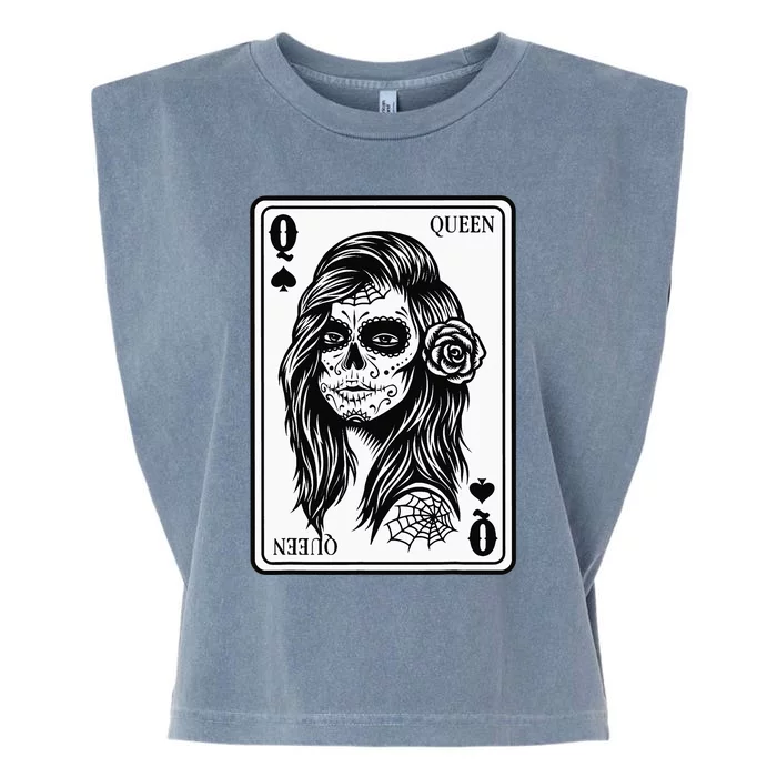 King And Queen Skull 12 Card Hearts Flush Couple Matching Garment-Dyed Women's Muscle Tee