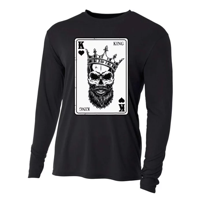 King And Queen Skull 22 Card Hearts Flush Couple Matching Cooling Performance Long Sleeve Crew