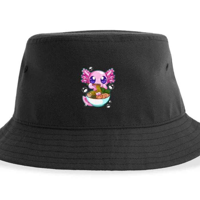 Kawaii Axolotl Ramen Noodles Japanese Anime Axolotl Kids Sustainable Bucket Hat